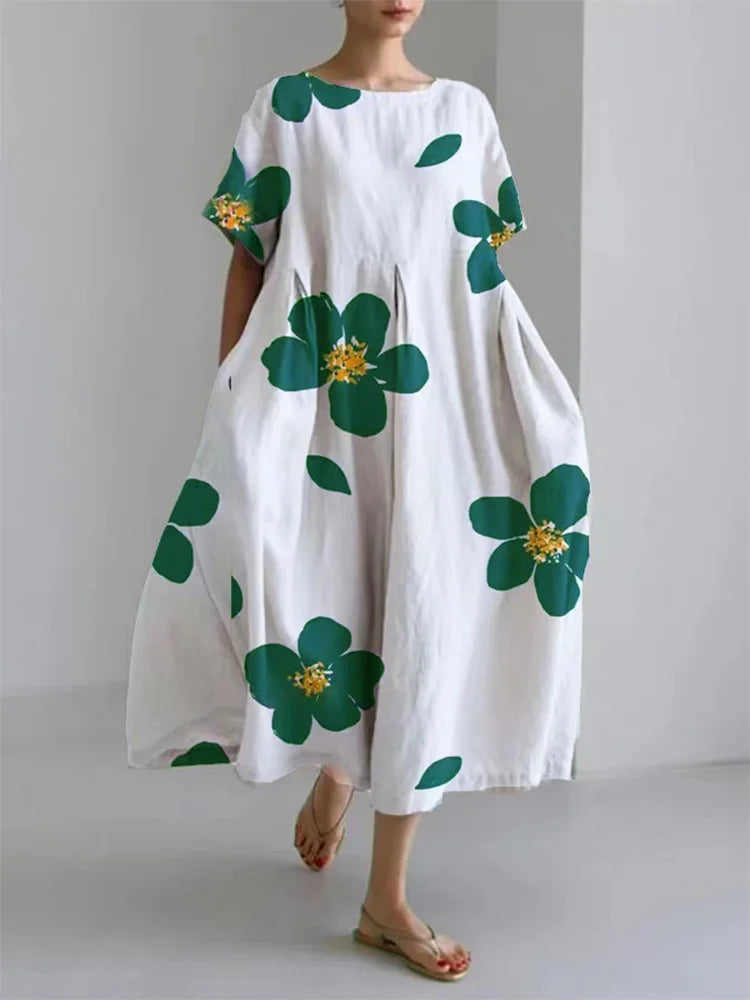 CATERINA | Langes Sommerkleid mit Lebhaften Blumen und Weichem Komfort für Sonnige Tage
