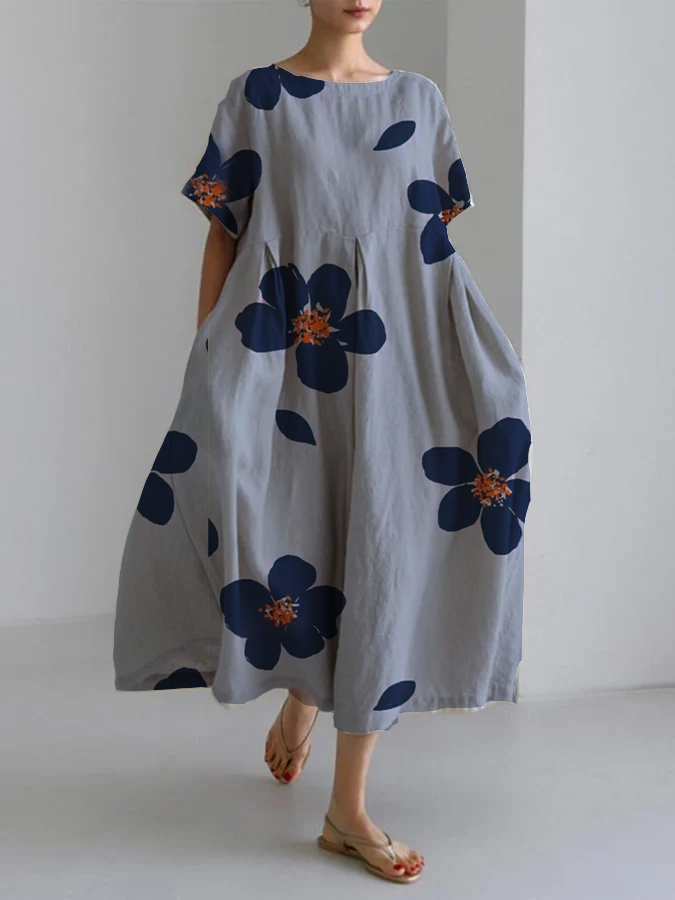 RAFFAELLA | Langes Blumenkleid mit lockerer Passform und eleganten Details für schicke Tage