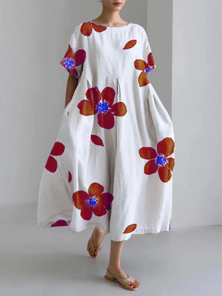 CATERINA | Langes Sommerkleid mit Lebhaften Blumen und Weichem Komfort für Sonnige Tage