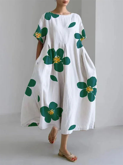 CATERINA | Langes Sommerkleid mit Lebhaften Blumen und Weichem Komfort für Sonnige Tage